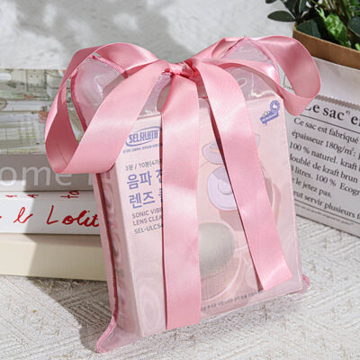 Custom Luxury Organza Packaging Pouch With Bow Pink Organza Gift Packing Bow Stripe Bag