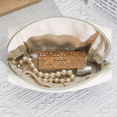 Cosmetic Zipper Pu Leather Bag Waterproof Embossed Logo Printing