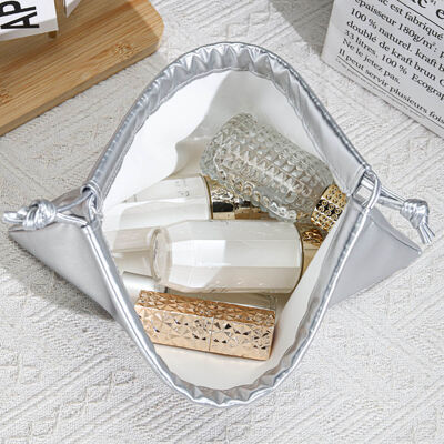 Custom Pu Leather Drawstring Pouch For Cosmetic Perfume Waterproof Pu Leather Drawstring Bag