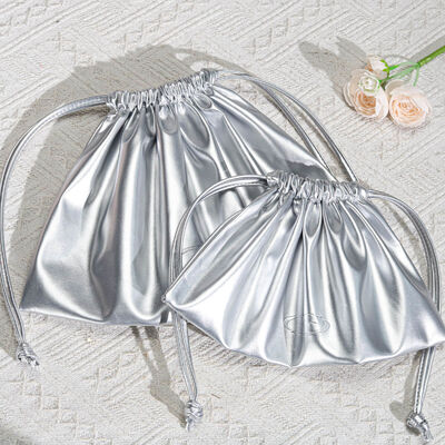 Custom Pu Leather Drawstring Pouch For Cosmetic Perfume Waterproof Pu Leather Drawstring Bag