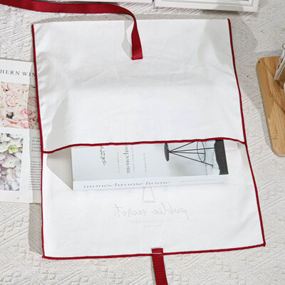 Large Capacity Cotton Twill Envelope Pouch With Bow Wavy Edge Organic 100% Cotton Clothing Scarf Handbag Packing Bag