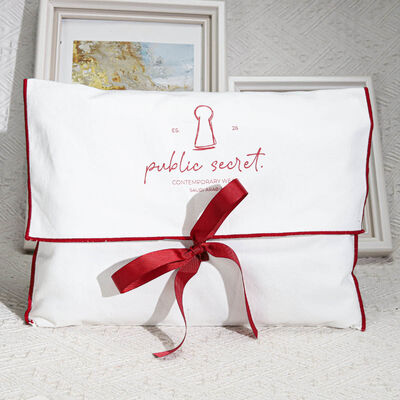 Large Capacity Cotton Twill Envelope Pouch With Bow Wavy Edge Organic 100% Cotton Clothing Scarf Handbag Packing Bag