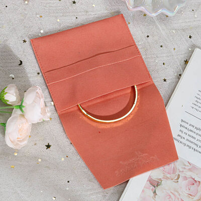 100pcs High Quality Suede Jewelry Packing Pouch With Emboss Logo Orange Velvet Bracelet Earrings Gift Envelope Bag
