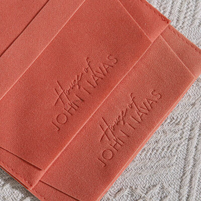 100pcs High Quality Suede Jewelry Packing Pouch With Emboss Logo Orange Velvet Bracelet Earrings Gift Envelope Bag