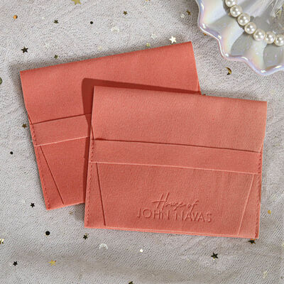 100pcs High Quality Suede Jewelry Packing Pouch With Emboss Logo Orange Velvet Bracelet Earrings Gift Envelope Bag