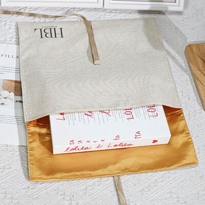 100pcs custom screen printing logo jute envelope pouch with ribbon high quality linen clothing scarf envelope bag
