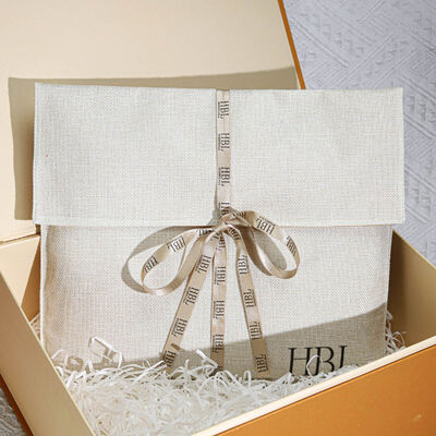 100pcs custom screen printing logo jute envelope pouch with ribbon high quality linen clothing scarf envelope bag