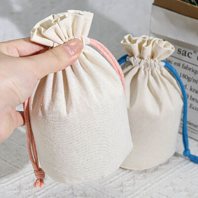100pcs colorful organic 100% cotton drawstring dust bag natural muslin cotton bottle perfume candle storage pouch