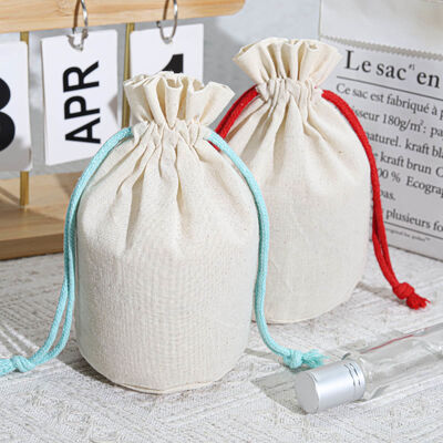 100pcs colorful organic 100% cotton drawstring dust bag natural muslin cotton bottle perfume candle storage pouch