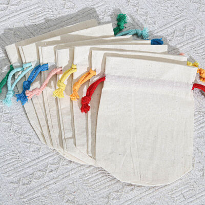 100pcs colorful organic 100% cotton drawstring dust bag natural muslin cotton bottle perfume candle storage pouch