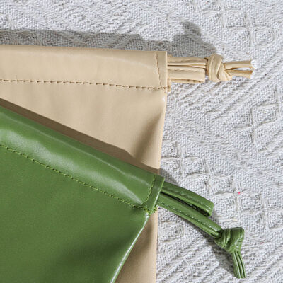 Custom Pu Leather Drawstring Storage Pouch For Cosmetic Skincare Perfume High Quality Waterproof Pu Leather Drawstring Dust Bag