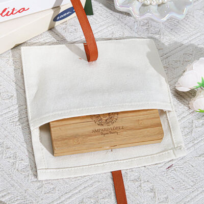 Organic Canvas Cosmetic Perfume Storage Pouch With Bow Personalized Canvas Envelope Gift Packaging Bag