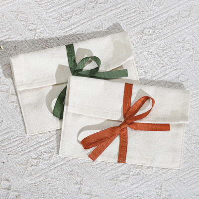 Organic Canvas Cosmetic Perfume Storage Pouch With Bow Personalized Canvas Envelope Gift Packaging Bag