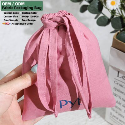 10x15cm Cotton Perfume Drawstring Storage Bag With Custom Logo Reusable Cotton Skincare Cosmetic Drawstring Pouch