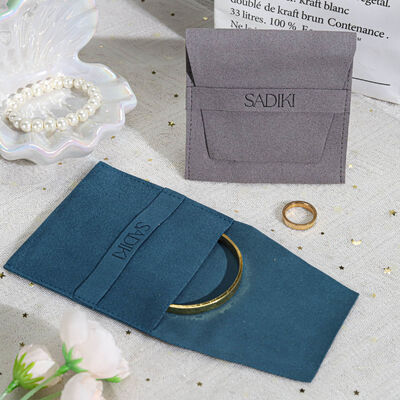 Microfiber Jewelry Dust Bag Snap Button Bag With Insert Pad