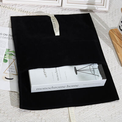 Luxury Black Suede Clothing Book Hair Extension Packing Envelope Bag Custom Design Velvet Envelope Gift Pouch