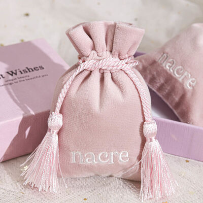 Pink Small Velvet Jewelry Drawstring Bag With Tassel High Qulity Soft Velvet Accessories Packing Drawstring Pouch