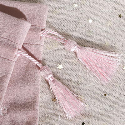 Pink Small Velvet Jewelry Drawstring Bag With Tassel High Qulity Soft Velvet Accessories Packing Drawstring Pouch