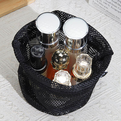 Black Round Bottom Cotton Drawstring Pouch Custom Fabric Label Cotton Candle Bottle Skincare Storage Drawstring Bag