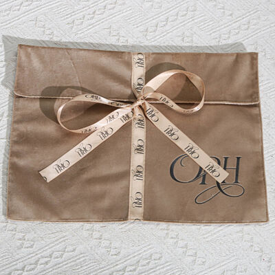 Super Soft Velvet Scarf Garment Packing Pouch With Ribbon Custom Logo Printed Velvet Clothing Gift Envelope Bag