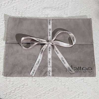 Custom Grey Velvet Garment Packing Envelope Pouch With Bow High End Suede Envelope Gift Bag
