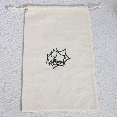 Beige Muslin Cotton Skincare Storage Drawstring Pouch Custom Logo Printing 100% Cotton Drawstring Dust Bag