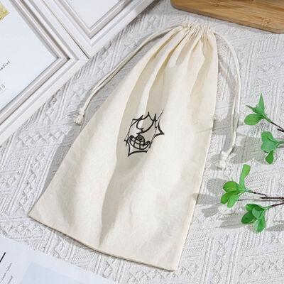 Beige Muslin Cotton Skincare Storage Drawstring Pouch Custom Logo Printing 100% Cotton Drawstring Dust Bag
