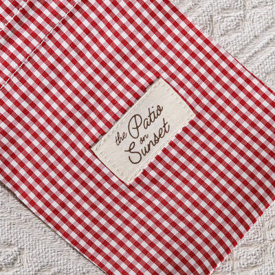 Reusable Red Plaid Cotton Drawstring Packing Bag With Fabric Label Cotton Logo Cotton Drawstring Perfume Storage Bag
