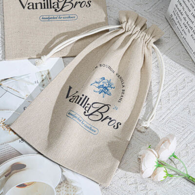 Organic Jute Coffee Beans Candle Drawstring Storage Bag Customized Jute Drawstring Dust Pouch
