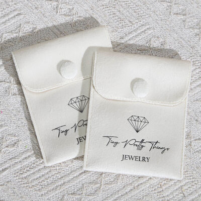 Customized Velvet Jewelry Accessories Mirror Envelope Packing Pouch High End White Velvet Envelope Gift Pouch With Button
