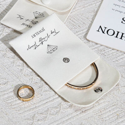 Customized Velvet Jewelry Accessories Mirror Envelope Packing Pouch High End White Velvet Envelope Gift Pouch With Button