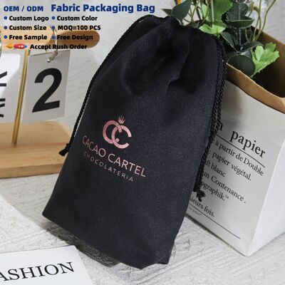 Luxury Square Bottom Velvet Drawstring Storage Bag Custom Logo Printing Black Velvet Skincare Drawstring Pouch