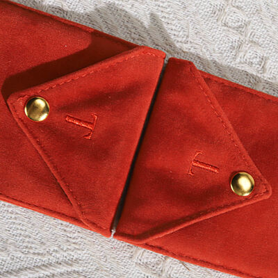 Custom Embroidery Logo Suede Envelope Pouch For Jewelry High End Orange Suede Glasses Brush Envelope Storage Bag With Button