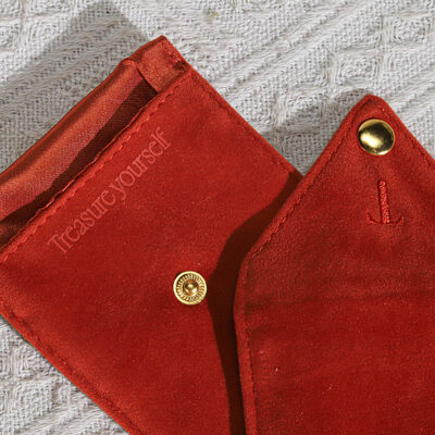 Custom Embroidery Logo Suede Envelope Pouch For Jewelry High End Orange Suede Glasses Brush Envelope Storage Bag With Button