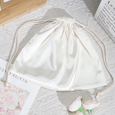 Customized Luxury Faux Silk Underwear Handbag Storage Pouch White Soft Faux Silk Drawstring Dust Bag