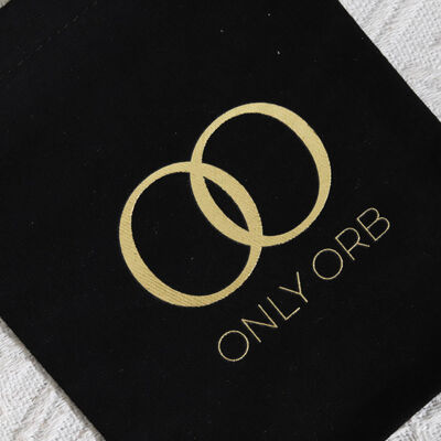 Reusable Black Cotton Twill Jewelry Packing Bag With Logo Custom Design Cotton Drawstring Perfume Pouch