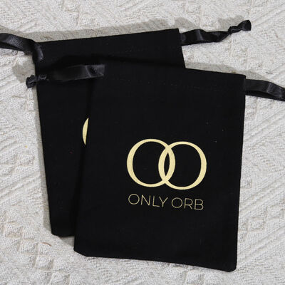 Reusable Black Cotton Twill Jewelry Packing Bag With Logo Custom Design Cotton Drawstring Perfume Pouch