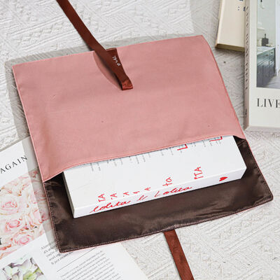 Luxury Pink Suede Gift Envelope Packing Bag With Ribbon Customized Velvet Book Clothing Storage Envelope Pouch With Satin Lining