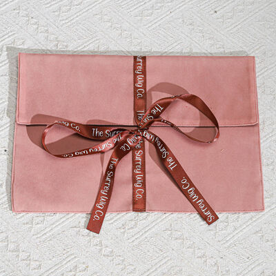 Luxury Pink Suede Gift Envelope Packing Bag With Ribbon Customized Velvet Book Clothing Storage Envelope Pouch With Satin Lining