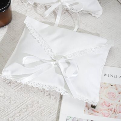 Luxury Lace Edge Cotton Linen Envelope Wedding Gift Packing Bag Custom Cotton Linen Envelope Pouch With Bow