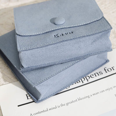 Custom Embossing Logo Microfiber Jewelry Envelope Packing Pouch Square Bottom Microfiber Envelope Bag With Button
