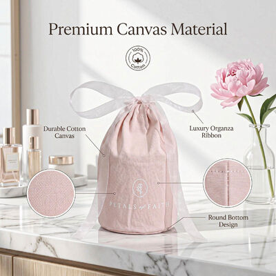 Square Bottom Canvas Cosmetic Bag Dustproof with Pink Shoe Handbag Packing