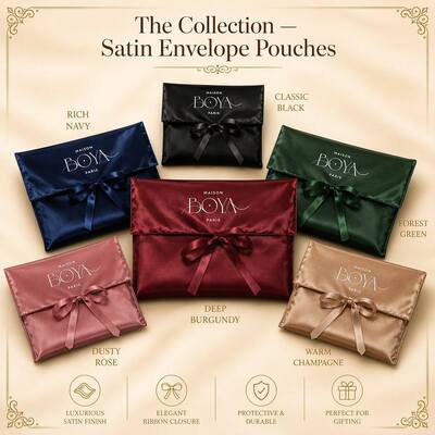 Luxury Burgundy Satin Envelope Gift Pouch For Clothing Wig Book Custom Logo Printed Satin Envelope Packing Bag
