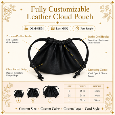 Custom Embossing Logo Pu Leather Drawstring Pouch For Cosmetic Skincare Perfume Luxury Waterproof Pu Leather Drawstring Storage Bag