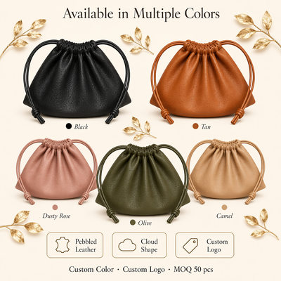 Custom Embossing Logo Pu Leather Drawstring Pouch For Cosmetic Skincare Perfume Luxury Waterproof Pu Leather Drawstring Storage Bag