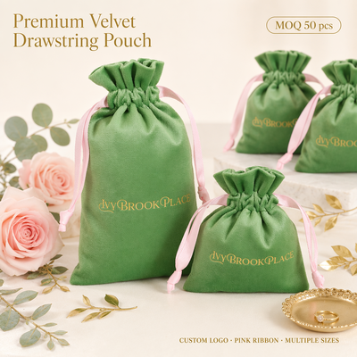 High Quality Velvet Perfume Jewelry Candle Packing Bag With Logo Customized Velvet Drawstring Gift Pouch