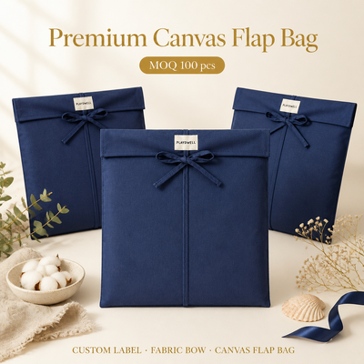 Custom Dark Blue Cotton Canvas Envelope Pouch With Label Large Canvas Envelope Clothing Pillow Storage Bag With Bow