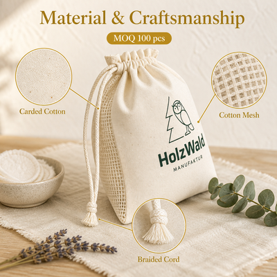 Custom Logo Printing Ecofriendly Reusable Muslin Cotton Pouch for Storage and Protection