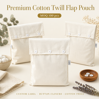 Custom Beige Cotton Twill Envelope Pouch For Clothing Cosmetic Book Cotton Twill Envelope Packing Bag With Button