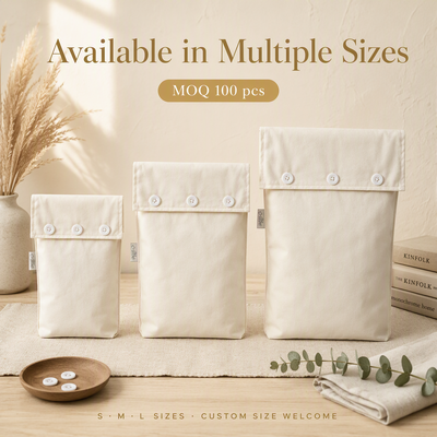 Custom Beige Cotton Twill Envelope Pouch For Clothing Cosmetic Book Cotton Twill Envelope Packing Bag With Button